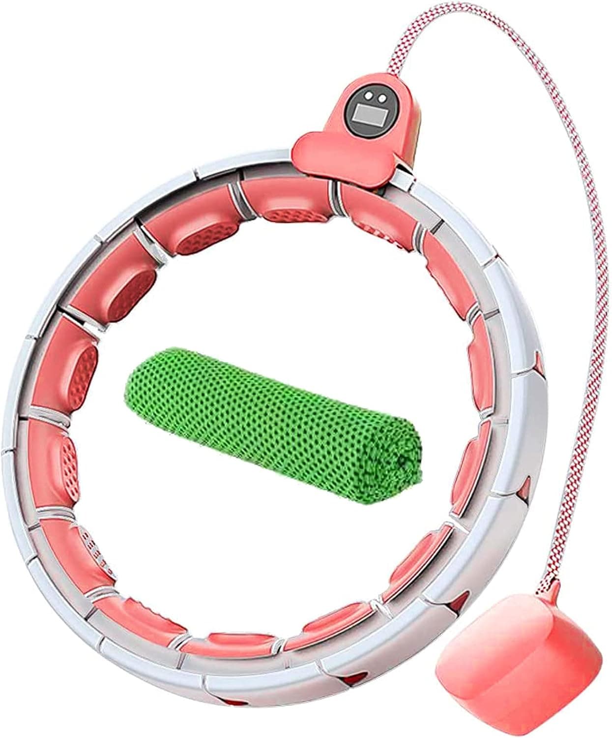 Nuoyingda Smart Weighted Hula Exercise Hoop: 2 in 1 Abdomen Fitness Non-Fall Magnetic Therapy Massage Hoola Hoops with Counter 16 Detachable Sections Adjustable Size,Suitable for Adult &Kids