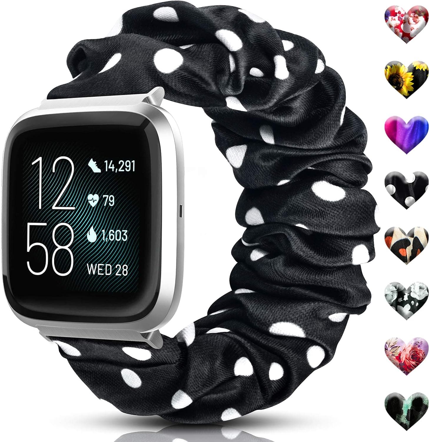 ShunDee Scrunchie Bands Compatible with Fitbit Versa/Versa 2/Versa Lite & Special Edition for Women Men, Soft Fabric Elastic Replacement Wristbands Compatible with Fitbit Versa Versa 2