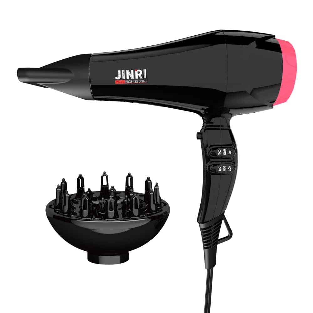 Jinri Hair Dryer for Professional Salon Faster Drying, Hair Blow Dryer with Negative Ion 2 Speed and 3 Heat Setting Ceramic Hair Dryer,AC Motor Blow Dryer with Concentrator,ETL Certified（Medium）