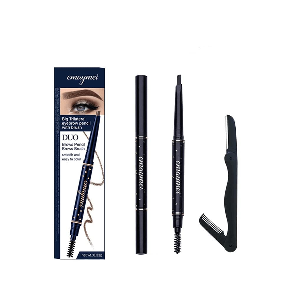Outina double-headed eyebrow pencil, automatic rotating eyebrow pencil, waterproof, sweat-proof and not easy to lose makeup. Five colors are available to choose from (Pack of 2, 02#Gray)