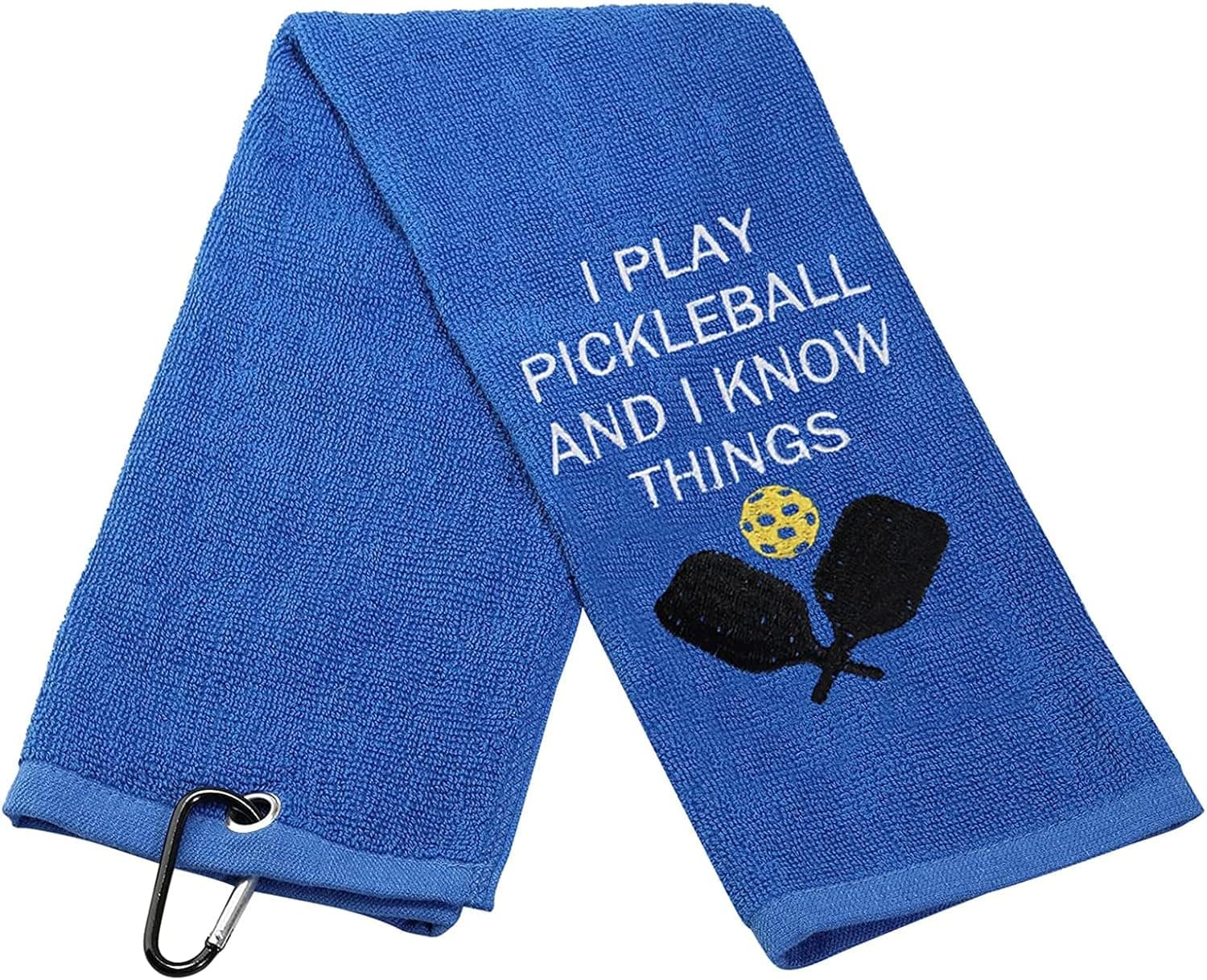 Pickleball Gift Towel I Play Pickleball and I Know Things Embroidered Towel Gift for Pickleball Lover (Play Pickleball & Know Things)