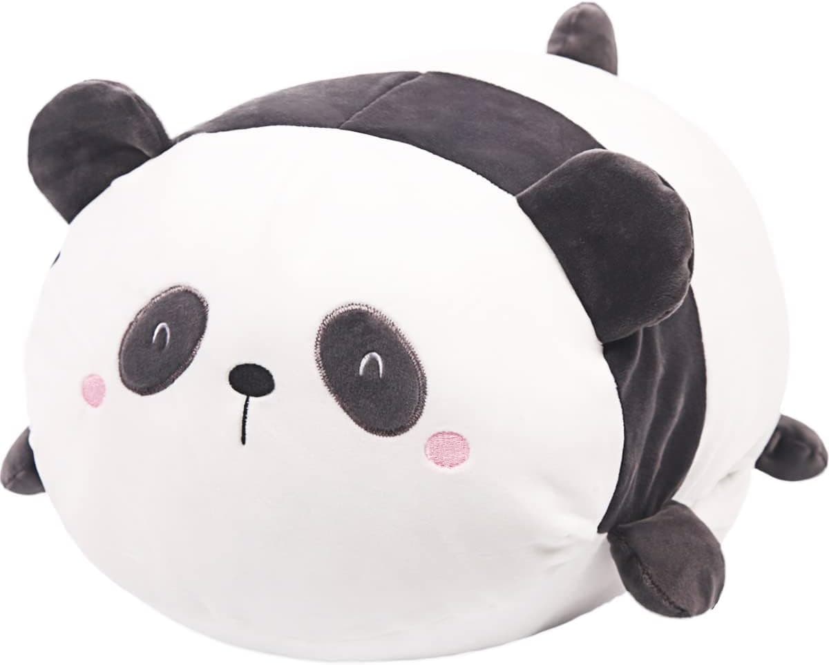 ARELUX Panda Plush Pillow Stuffed Animal Cute Plush Toy Squishy Anime Panda Plushie Fluffy Kawaii Soft Hugging Pillow for Kids Boys Girls