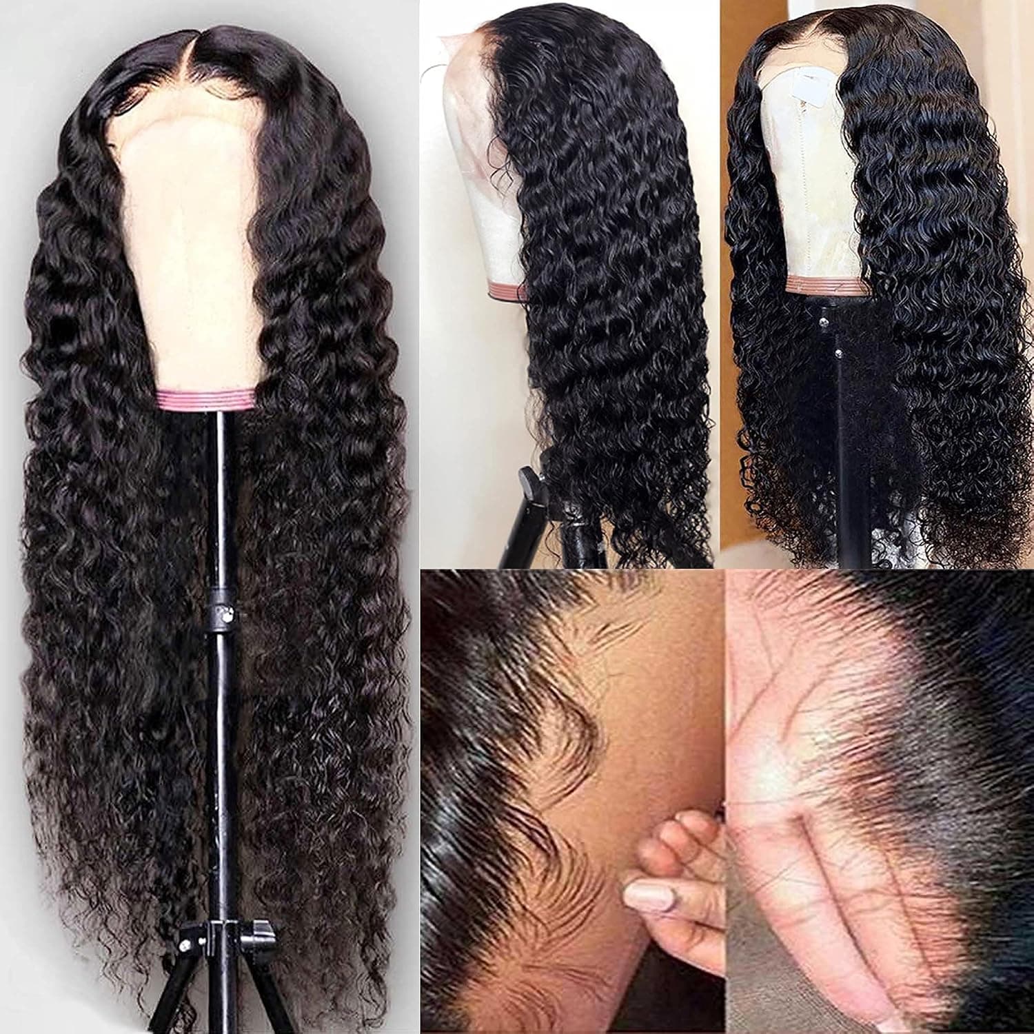 TESLAL Lace Front Wigs Human Hair 10A Unprocessed Deep Wave Lace Front Wig 18 inch 4x4 Deep Wave Lace Front Wig Pre Plucked Human Hair Wigs For Women 150% Density