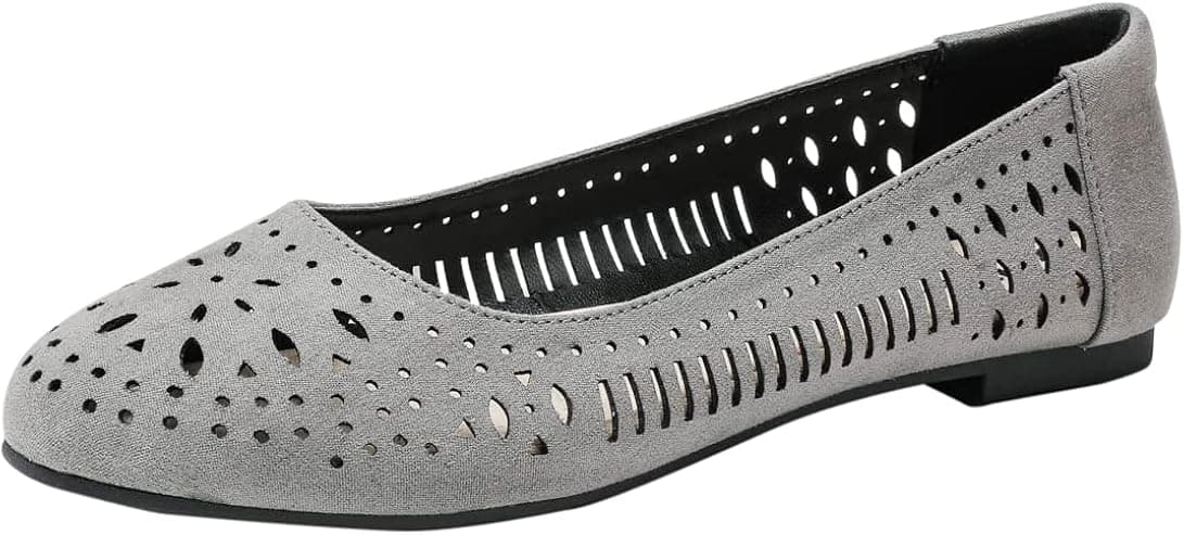Veittes Women's Ballet Flat Shoes - Casual Round Fashion Suede Soft Anti-Slip Breathable Ballet Flats.