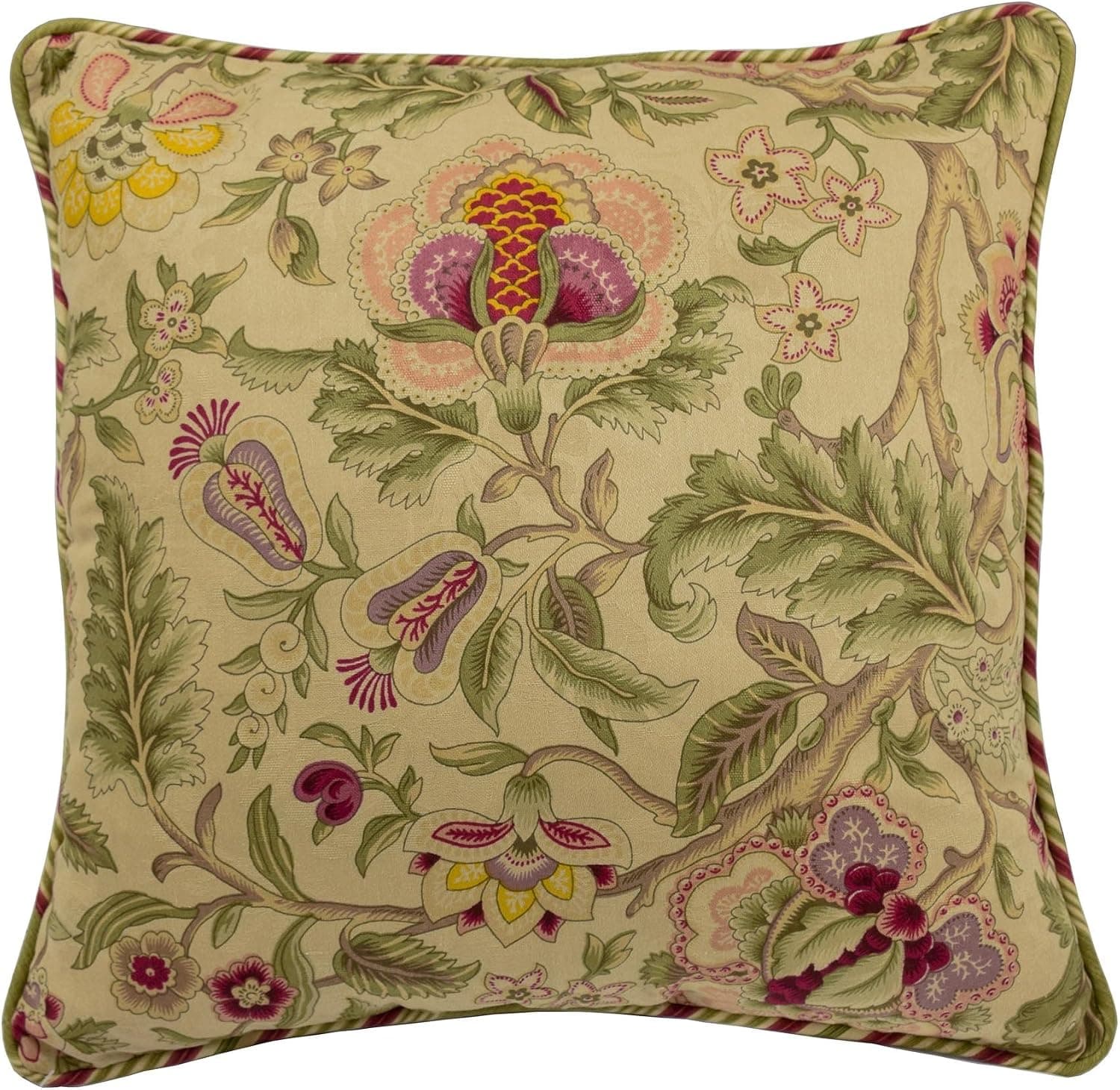 WAVERLY Imperial Dress Modern Floral Square Decorative Throw Pillow, 18" x 18", Antique