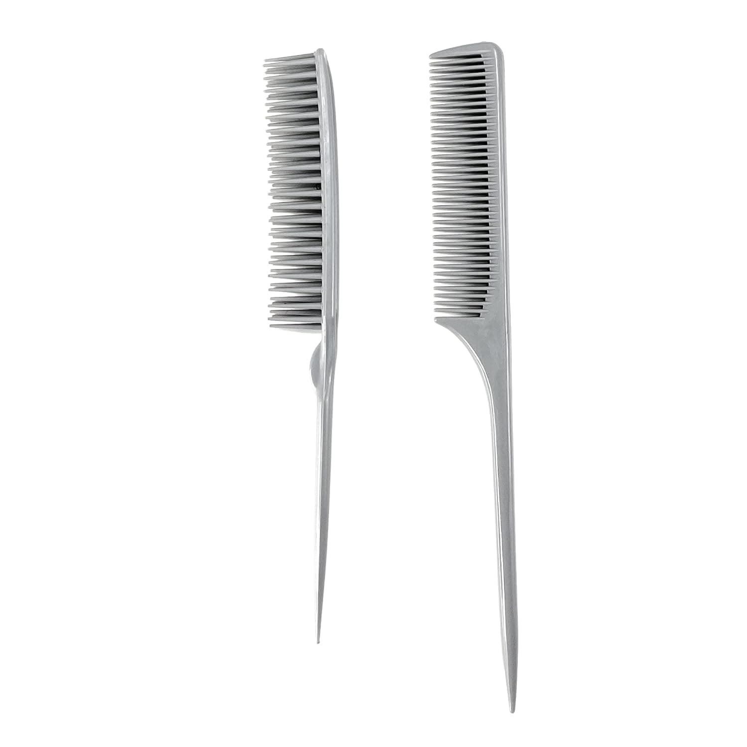 Allegro Combs Rat Tail And Three Row Combs For Women Parting Hairstylist Wide Tooth Comb Detangling Hair Styling Apply Product In Curly Hair Made In The USA 2 Pcs. (Gray)