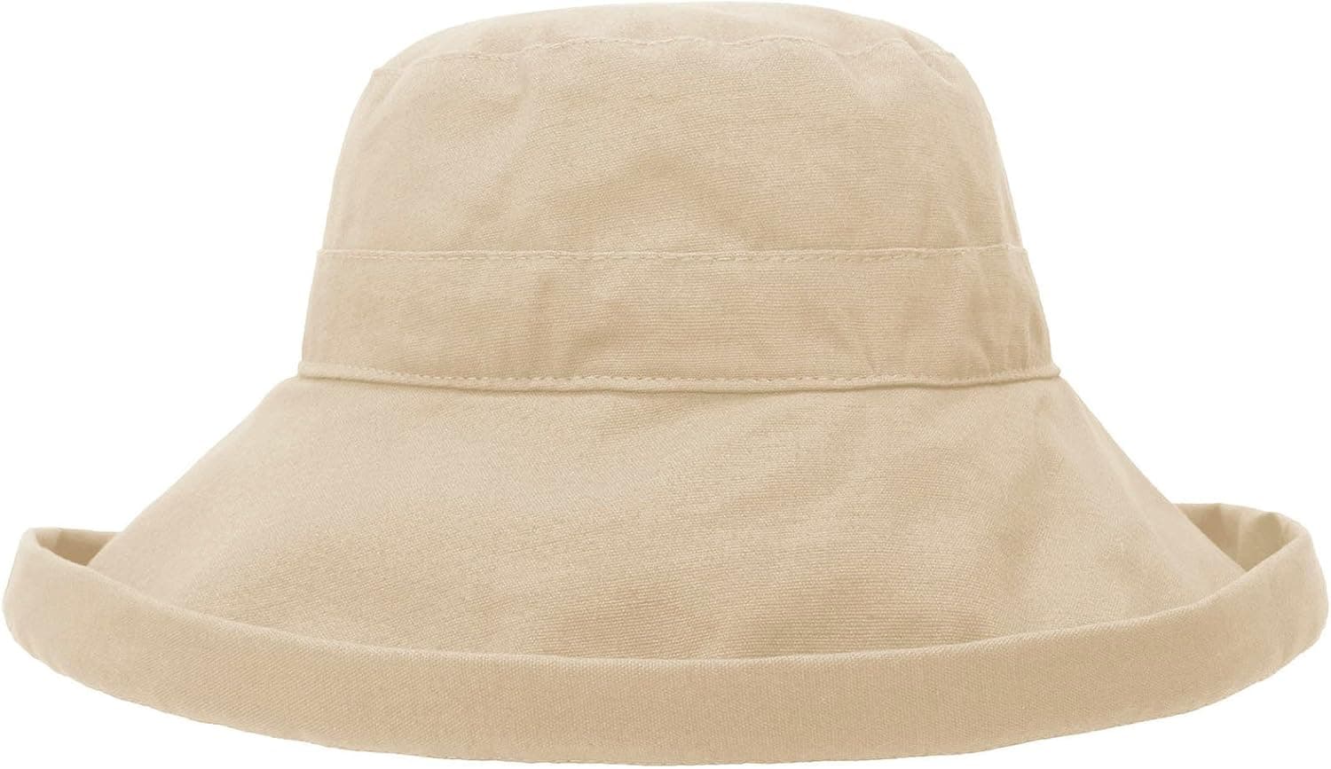 AshopZ Women's Sun Protective Foldable Wide Brim Cotton Bucket Hat, Khaki