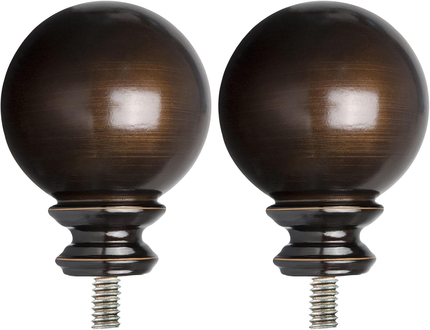 KAMANINA Round Replacement Finials for 1 and 7/8 Inch Curtain rods, M6 Screw Rod Finials, Set of 2, Bronze