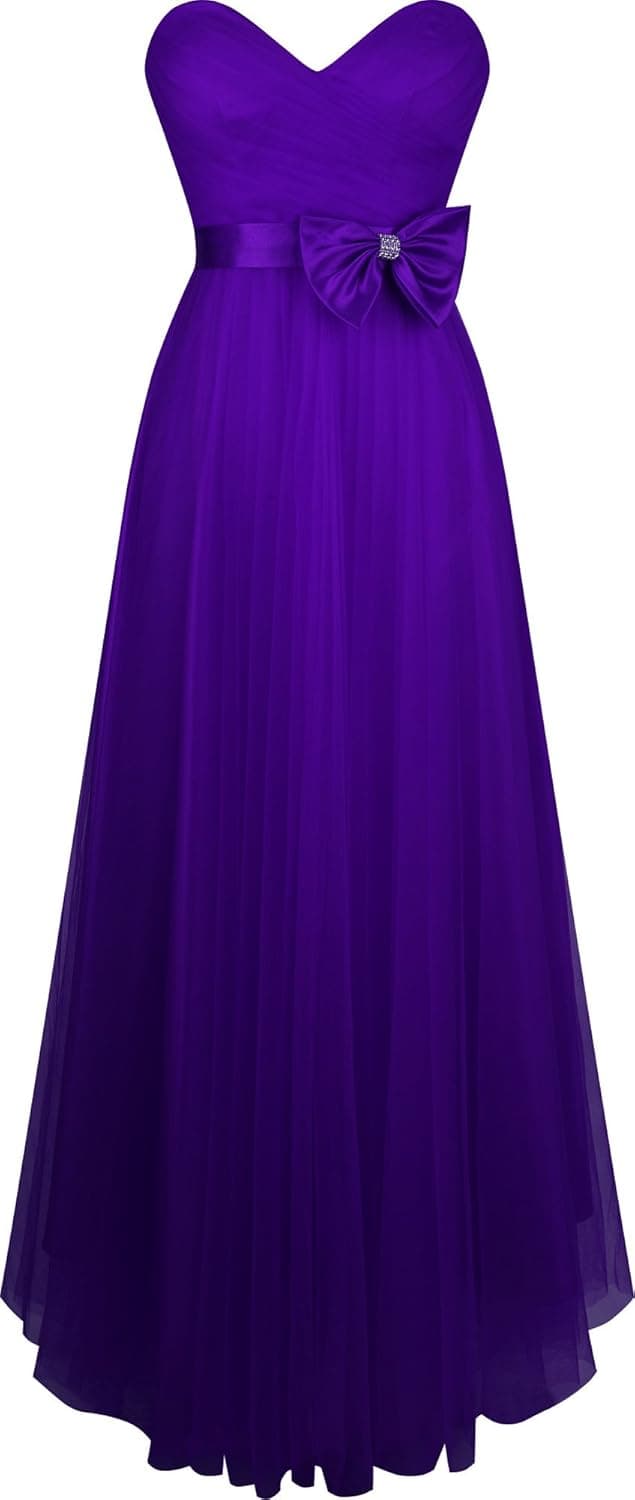 Angel-fashions Women's Sweetheart Pleated Tulle A-line Bow Ball Gown