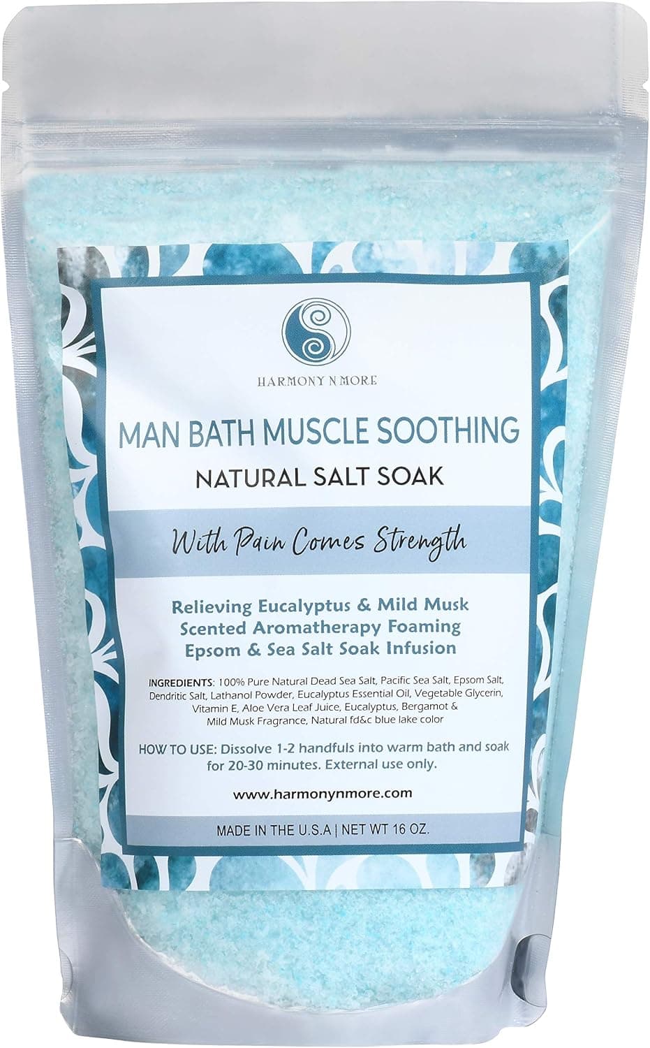 Best Man Bath Salt Soak Infusion - Epsom - Pacific Sea Salt Mix - Soothes Your Muscles, Balances and Relaxes The Body and Spirit - 16 Oz