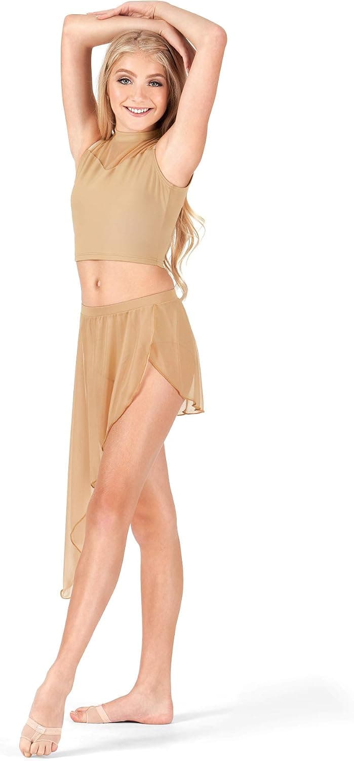 Side-Dip Asymmetrical Petal Front Slit Chiffon Skirt - WOMENS BLACK / M-L