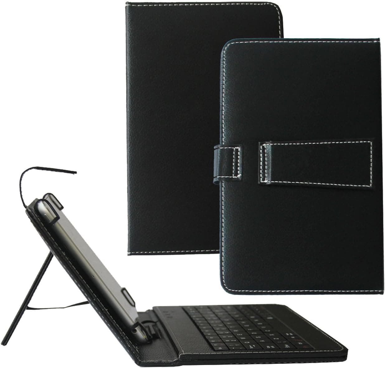 Tsmine LG G Pad 7.0 Keyboard Case - Micro-USB Keyboard w/PU Leather Case Stand Cover for LG G Pad 7.0 V400 / V410 Tablet, Black