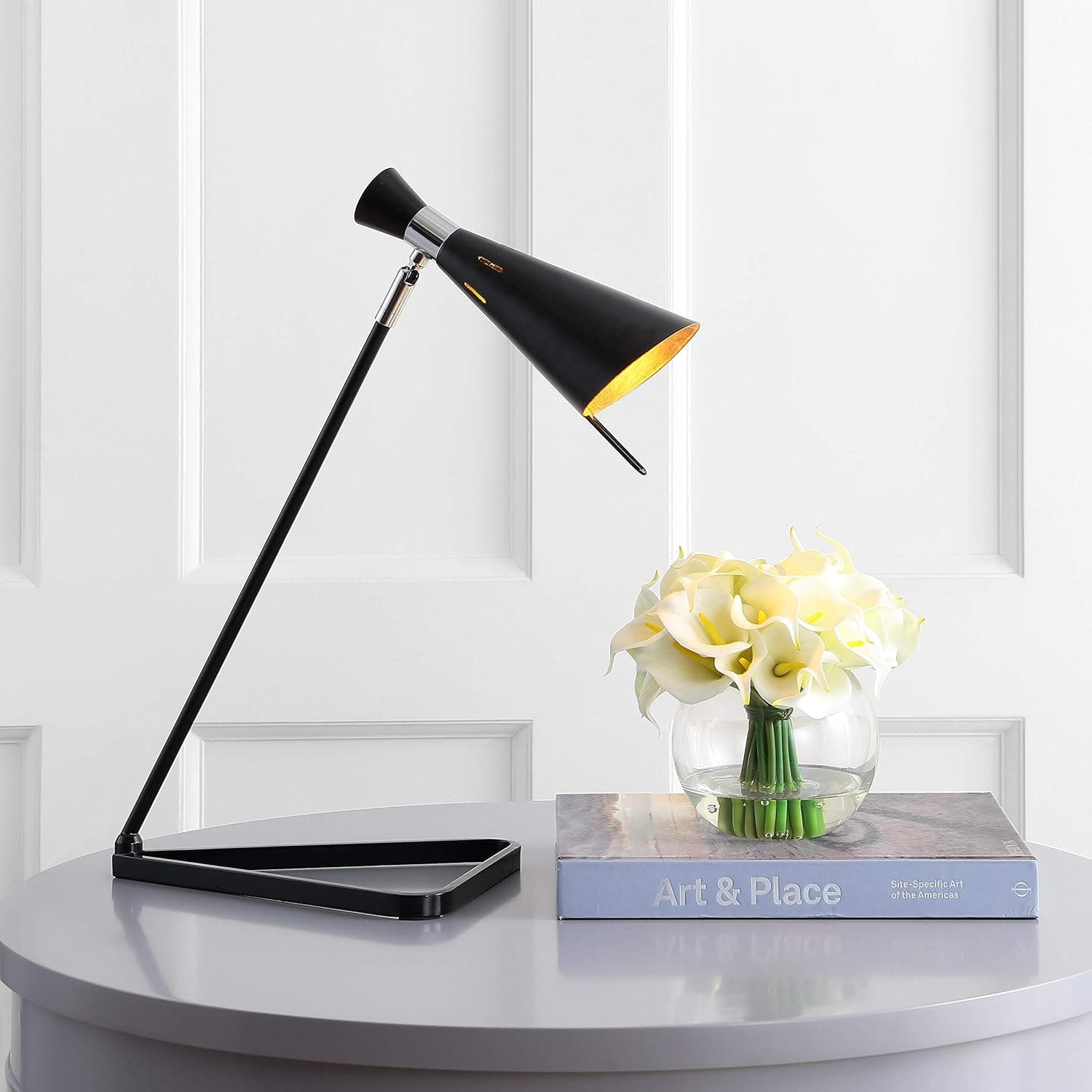 Safavieh Lighting Collection Padric Black 21-inch Bedroom Living Room Home Office Desk Dorm Study Nightstand Task Table Lamp (LED Bulb Included)