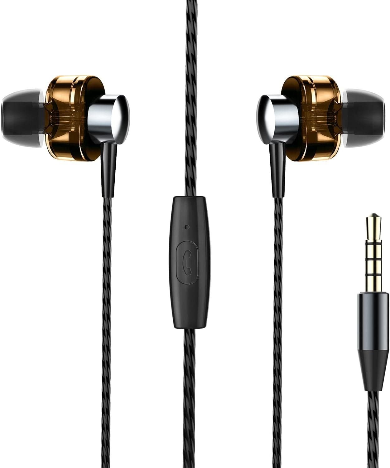 Ceppekyy Earphones, Dual Dynamic Drivers In-ear Earbuds, Noise Isolating Hi-Fi Stereo Bass Headphones with Remote and Microphone – Compatible with iPhone iPod iPad Samsung and More Android Smartphones