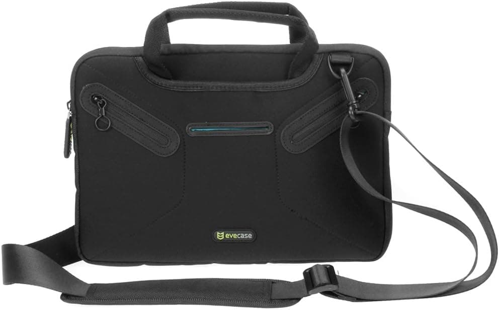 Evecase Neoprene Messenger Tote Shoulder Bag w/Handle & Accessory Pocket/Ultra Portable Sleeve Travel Carrying Briefcase For Dell Venue 11 Pro Laptop – Black