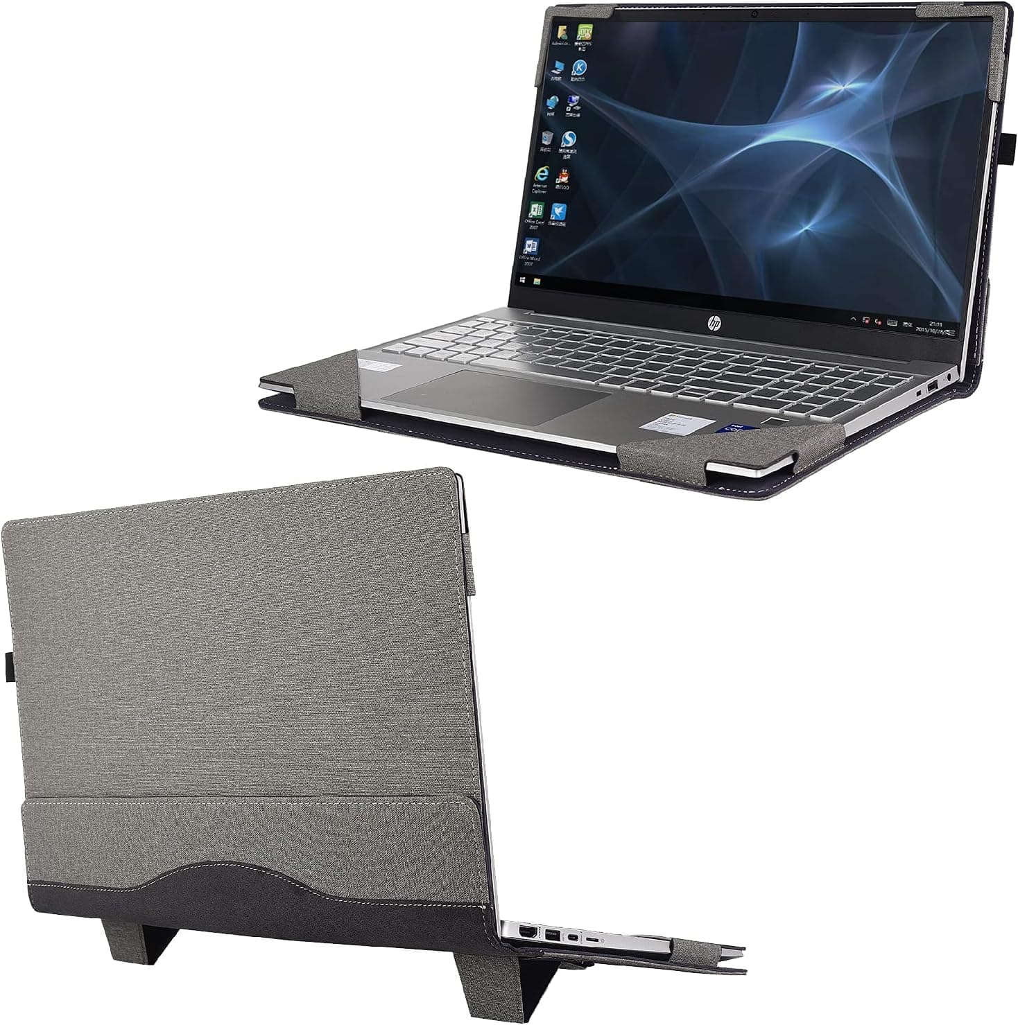 Honeycase Case for HP Pavilion Laptop 15-eg /15-eh Series,PU Leather Protective Hard Case Cover for HP Pavilion 15t-eg /15z-eh/5-eh1000/gh2000 15.6 Inch Laptop Accessories,Light Grey