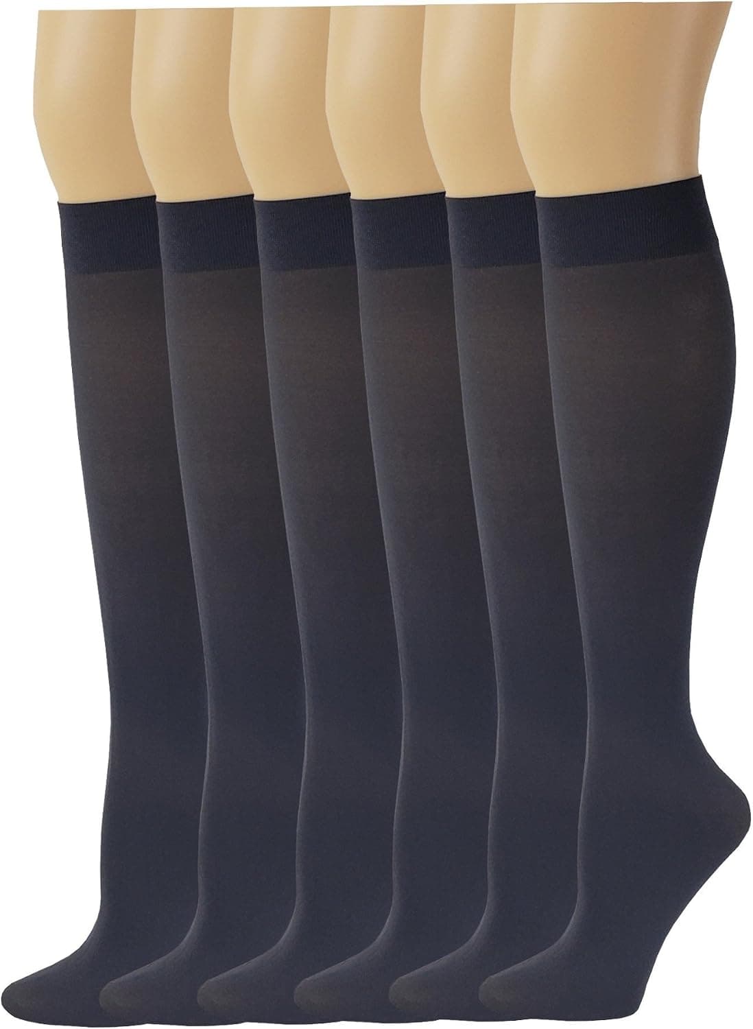 SUMONA 6 Pairs Women Opaque Stretchy Spandex Knee High Trouser Socks