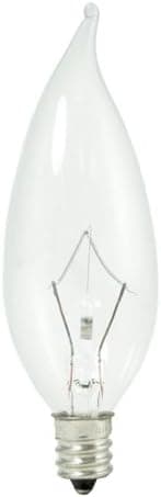 Bulbrite 460340 20PK - 40W - Flame Tip CA10 - E12 Base - 120V - 2600K- 3000Hr - Dimmable - Clear - Krystal Touch Krypton