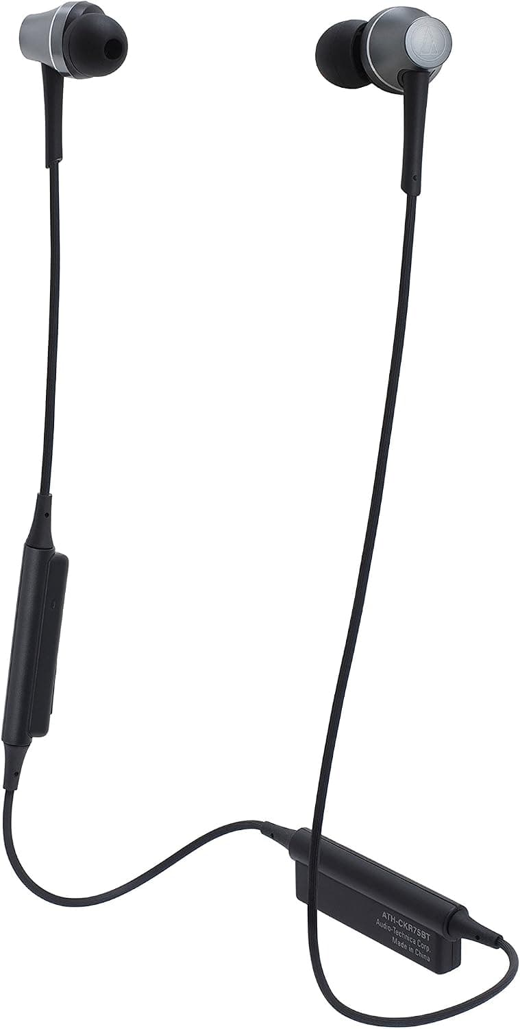 Audio-Technica ATH-CKR75BT Sound Reality Bluetooth Wireless In-Ear Headphones with In-Line Mic & Control, Gun Metal