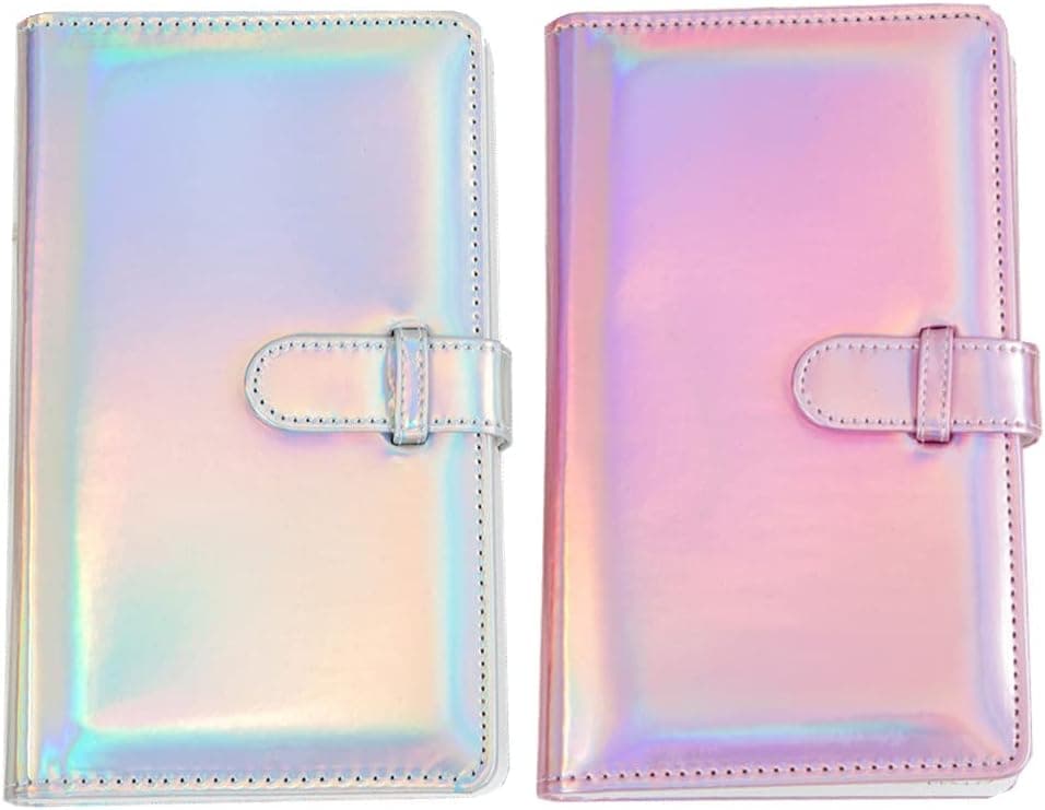 [2 Pack] Fudda 96 Pockets Mini Photo Album for 3-Inch Film - Fits for Fujifilm Instax Mini LiPlay 11 9 8+ 8 7s 90 70 50s 26 25/Mini Link Printer, Polaroid Snap Snap Touch PIC-300 Z2300, Silver&Pink