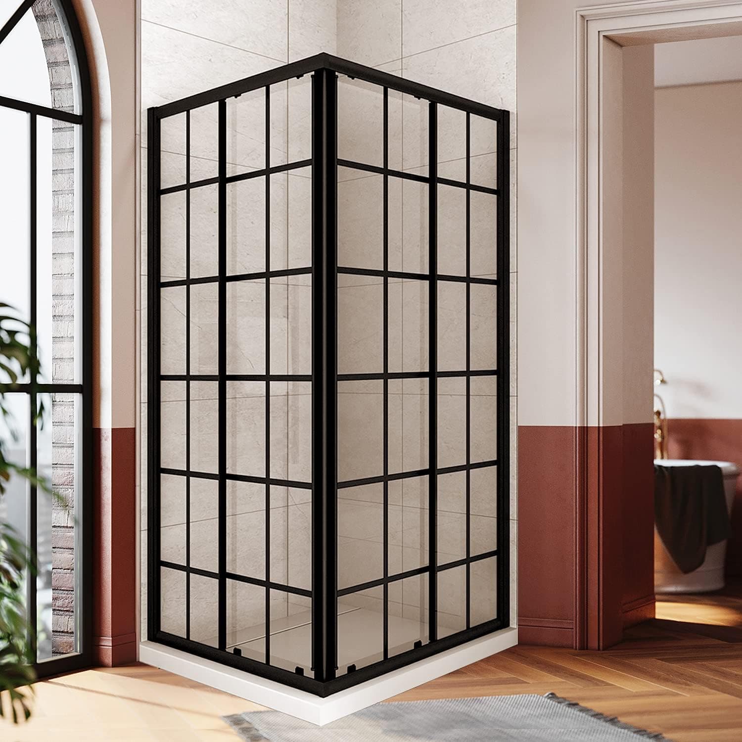 ELEGANT Double Sliding Glass Shower Enclosure, 36 in.D x 36 in. W x 72 in. H Glass Corner Shower doors with 1/4 in. Clear Glass, 2 Stationary Clear Shower Glass Door (Shower Base Not Included)