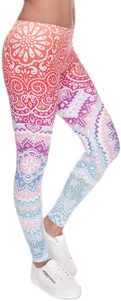 JunningGor Women Printed Yoga Pants Tummy Control Workout Leggings Sports Tights