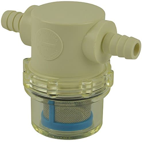 3/8 Hose Barb Low Profile Series Nylon Strainer with Clear Nylon Bowl, Buna gasket and 50 mesh Stainless Steel Screen