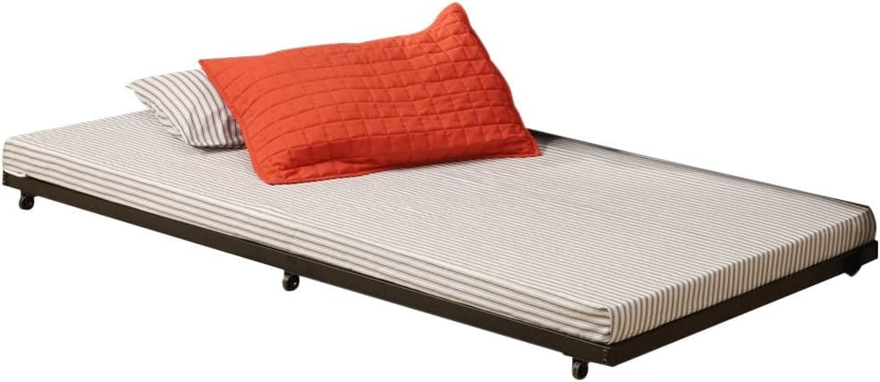 Walker Edison Twin Roll-Out Trundle Bed Frame only with Wheels, Black