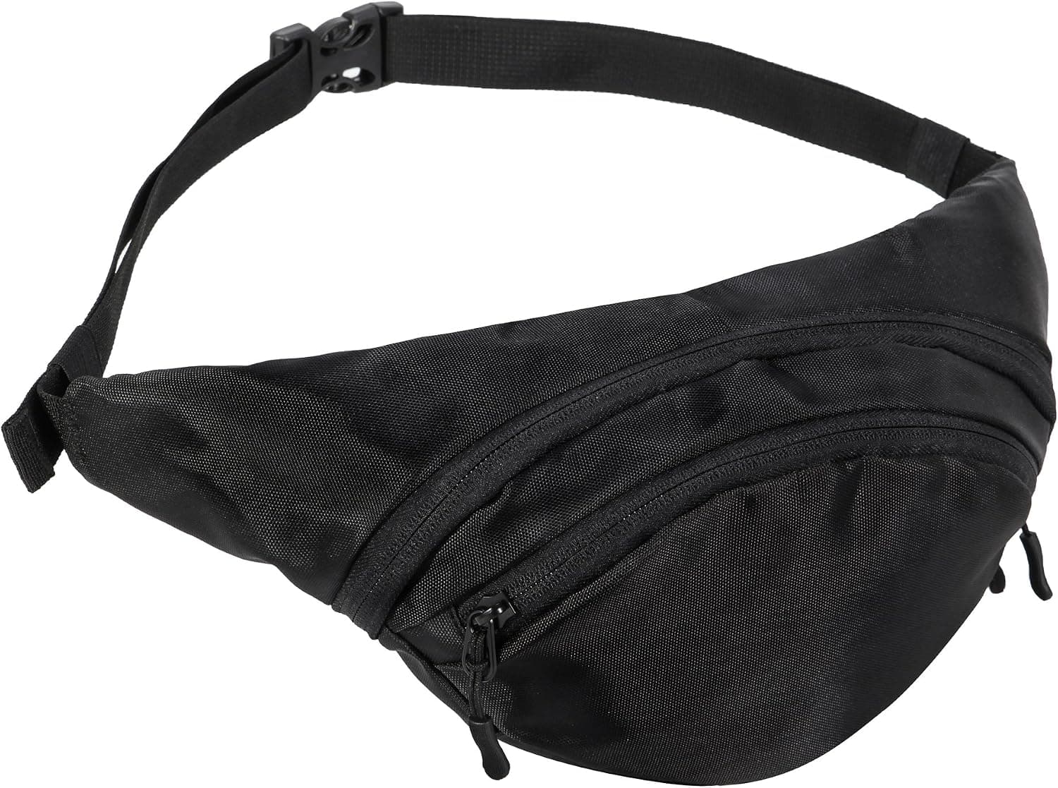 MIER Sports Waist Bag Travel Fanny Pack Bum Bag with 4 Pockets for Men and Women, Boys and Girls, Black