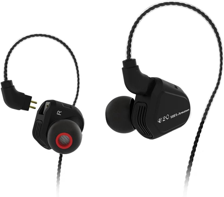 Hybrid IEMs Earbuds In-ear Headphone, TRN V20 HIFI Stereo Bass Earphone with Balanced Armature & Dynamic Driver Compatible for Iphone Android Smart Devices(Black No Mic)