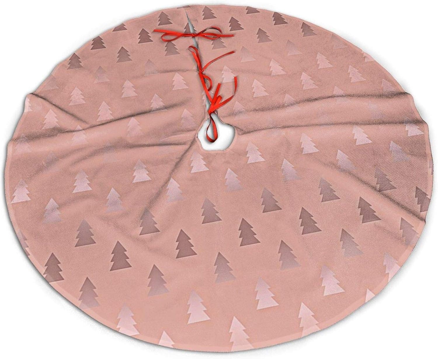 JHSLAJ Elegant Rose Gold and Pink Christmas Tree Pattern Tree Skirt for Xmas New Year Holiday Decorations Indoor Or Outdoor -36"