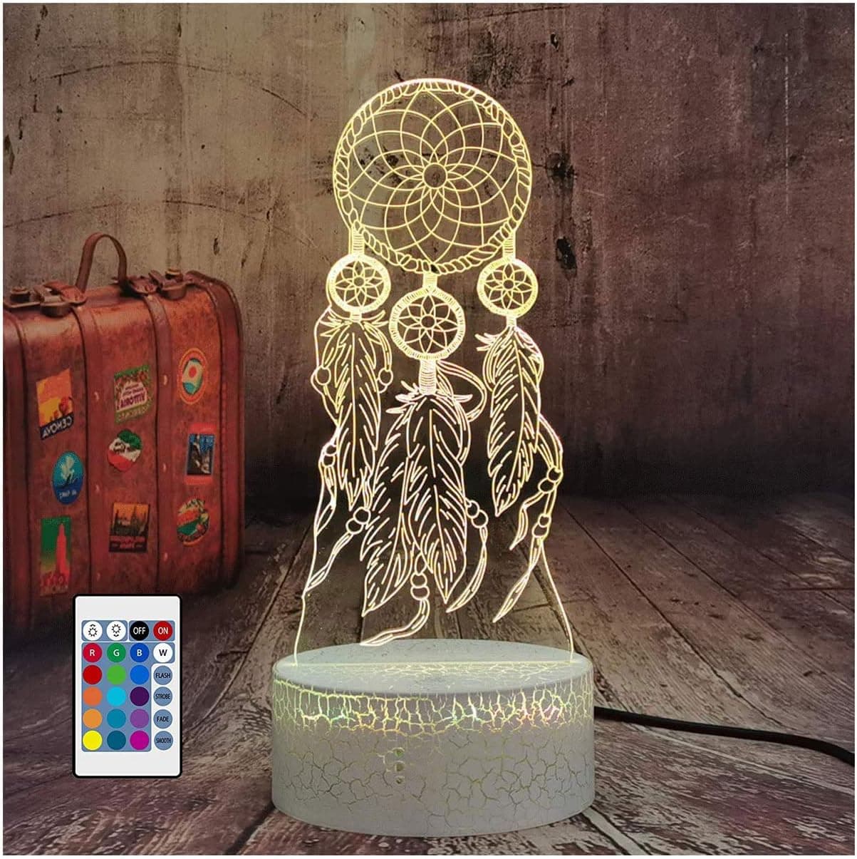 ERYEE 3D Illusion LED Night Light,16 Colors Gradual Changing Touch Switch USB Cable Table Lamp for Christmas Birthday Gift or Home Decorations and Kids Toy. (3D Dreamcatcher)