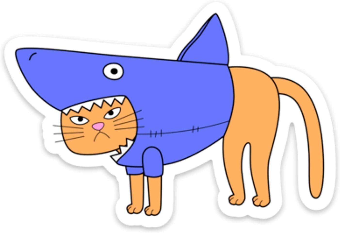 Stickeroonie Funny Stickers Shark Suit Grumpy Cat Vinyl Decals, 4" Cute Stickers, Laptop Stickers, Computer Stickers, Hydroflask Stickers, Car Stickers, Phone Stickers