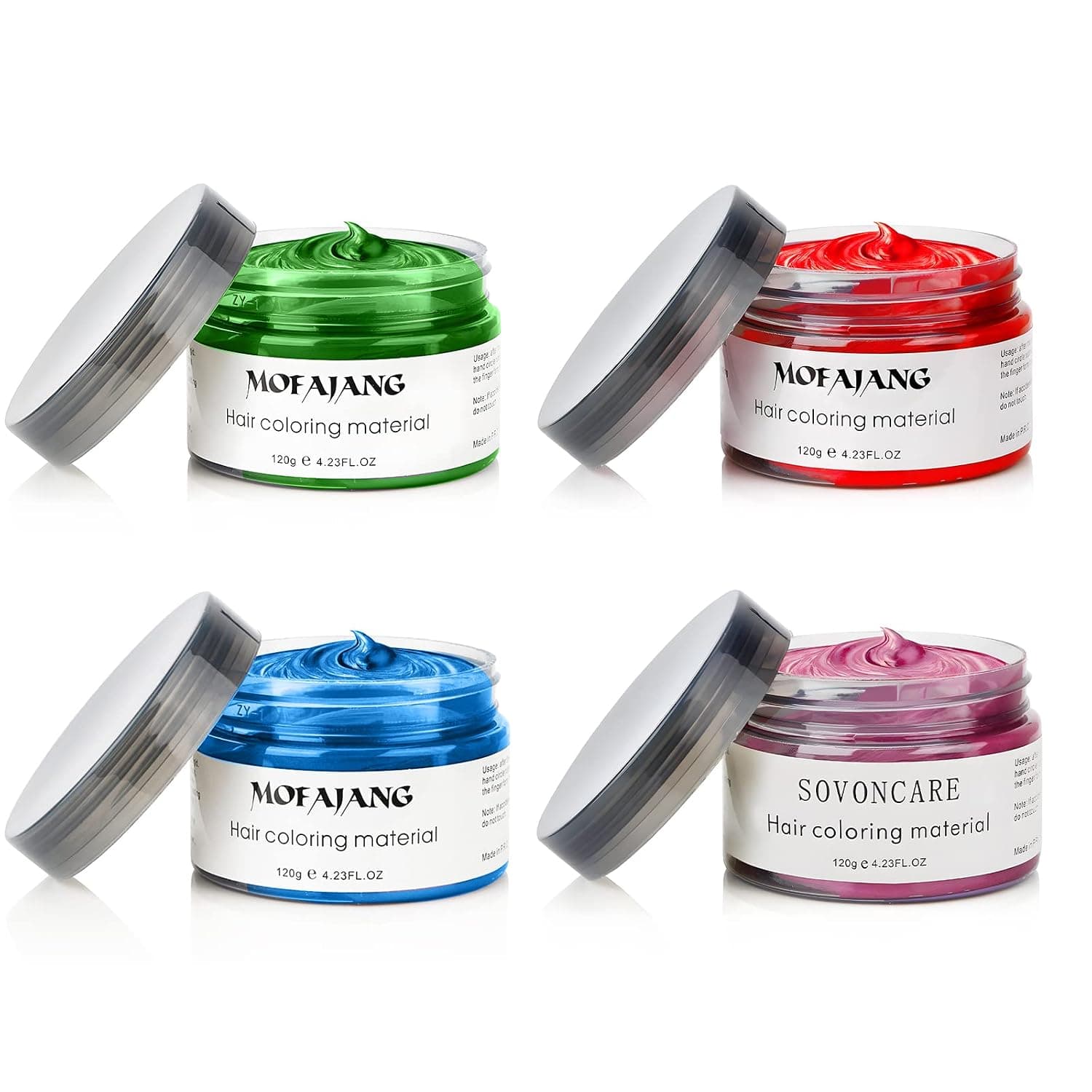 4 Colors Temporary Hair Color Wax Pink Green Red Blue Natural Hairstyle Cream Professional Coloring Mud for Men Women Kids Party Cosplay Date Halloween