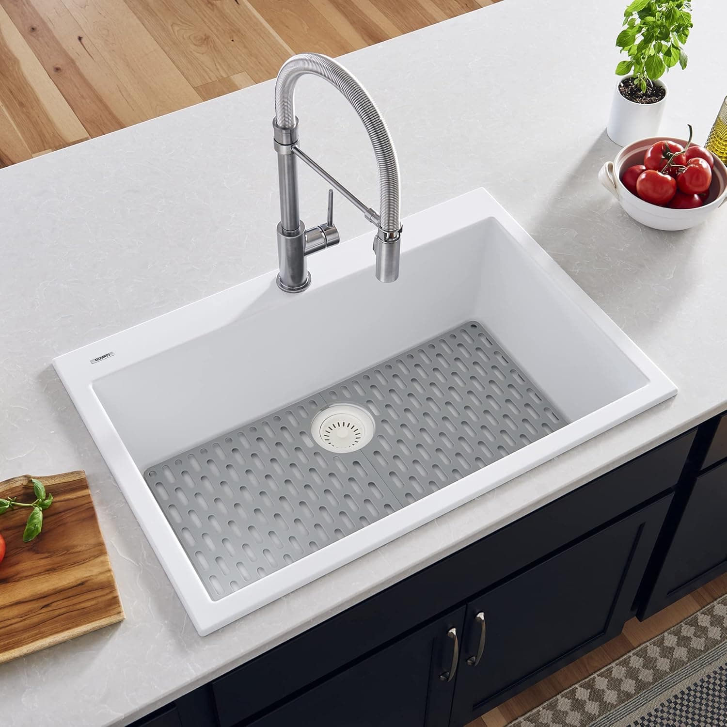 Ruvati 33 x 22 inch Drop-in Topmount Granite Composite Kitchen Sink Single Bowl - Arctic White - RVG1080WH