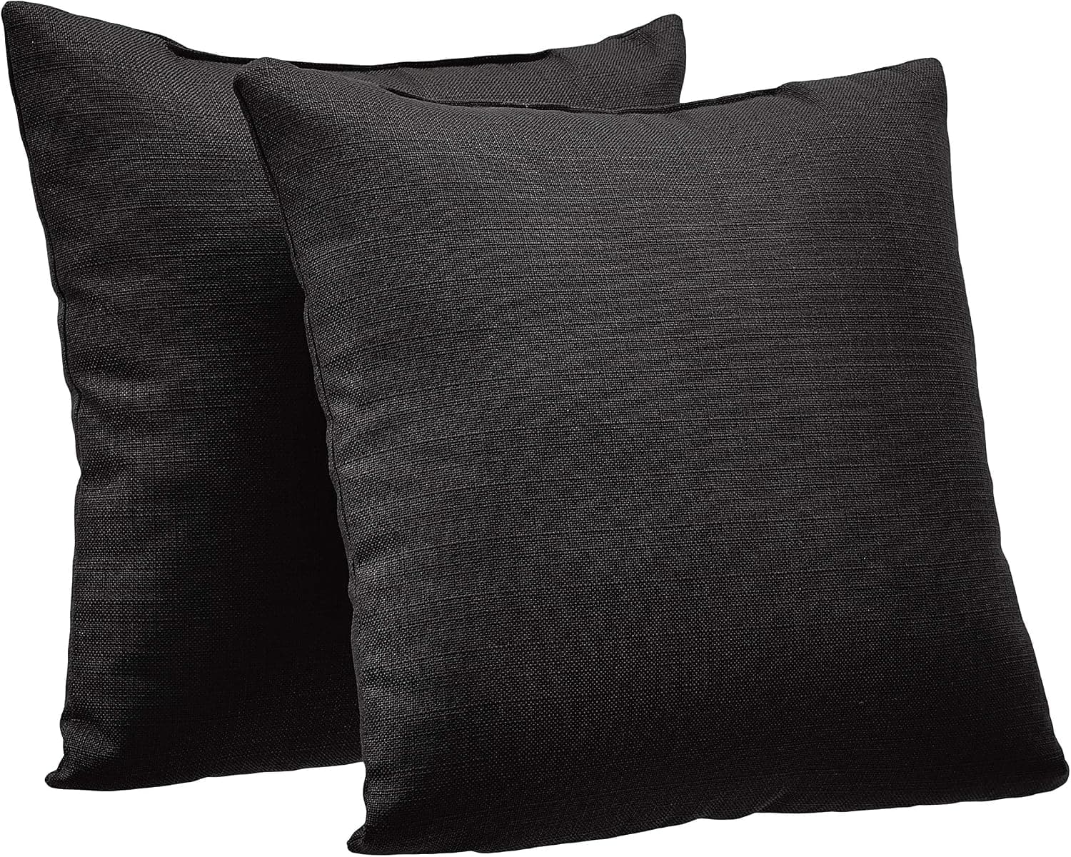 Amazon Basics 2-Pack Linen Style Decorative Throw Pillows - 18" Square, Black