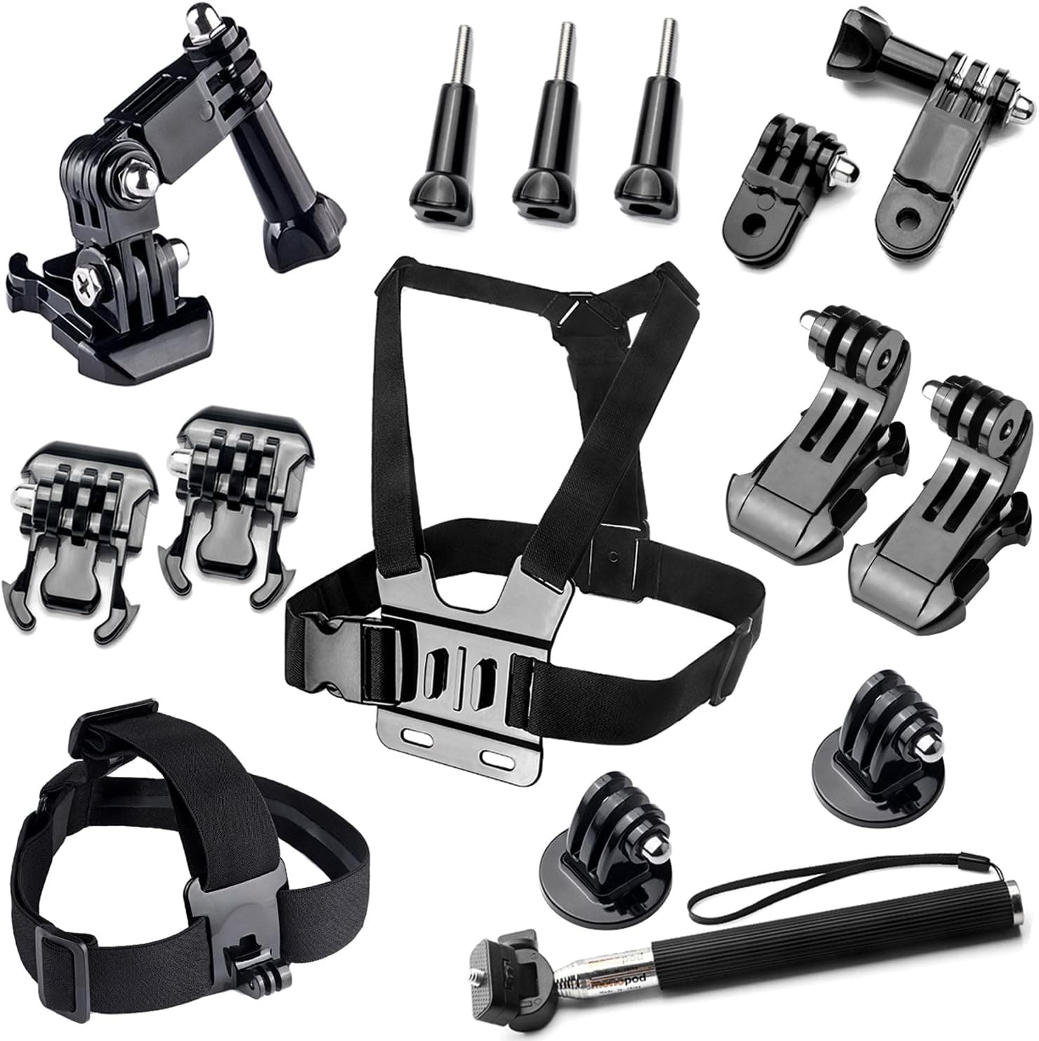 BAXIA TECHNOLOGY Essential Accessories for GoPro Hero 4 3+ 3 2 Black Silver Accessory Kit for GoPro 4 3+ 3 2 1 Sports Camera Accessories Bundle Kit for SJ4000 SJ5000 SJ6000