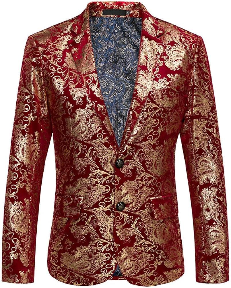 THWEI Mens Velvet Blazer Slim Fit Solid Blazer Sport Coat