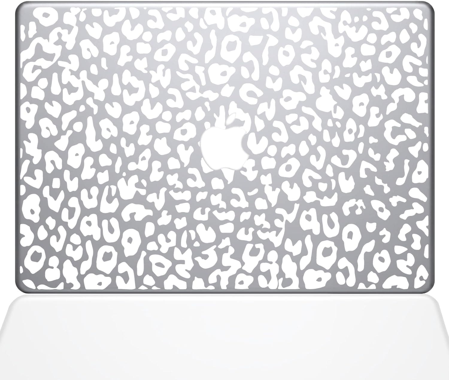 The Decal Guru 2047-MAC-13A-W Leopard Spots Decal Vinyl Sticker, White, 13" MacBook Air