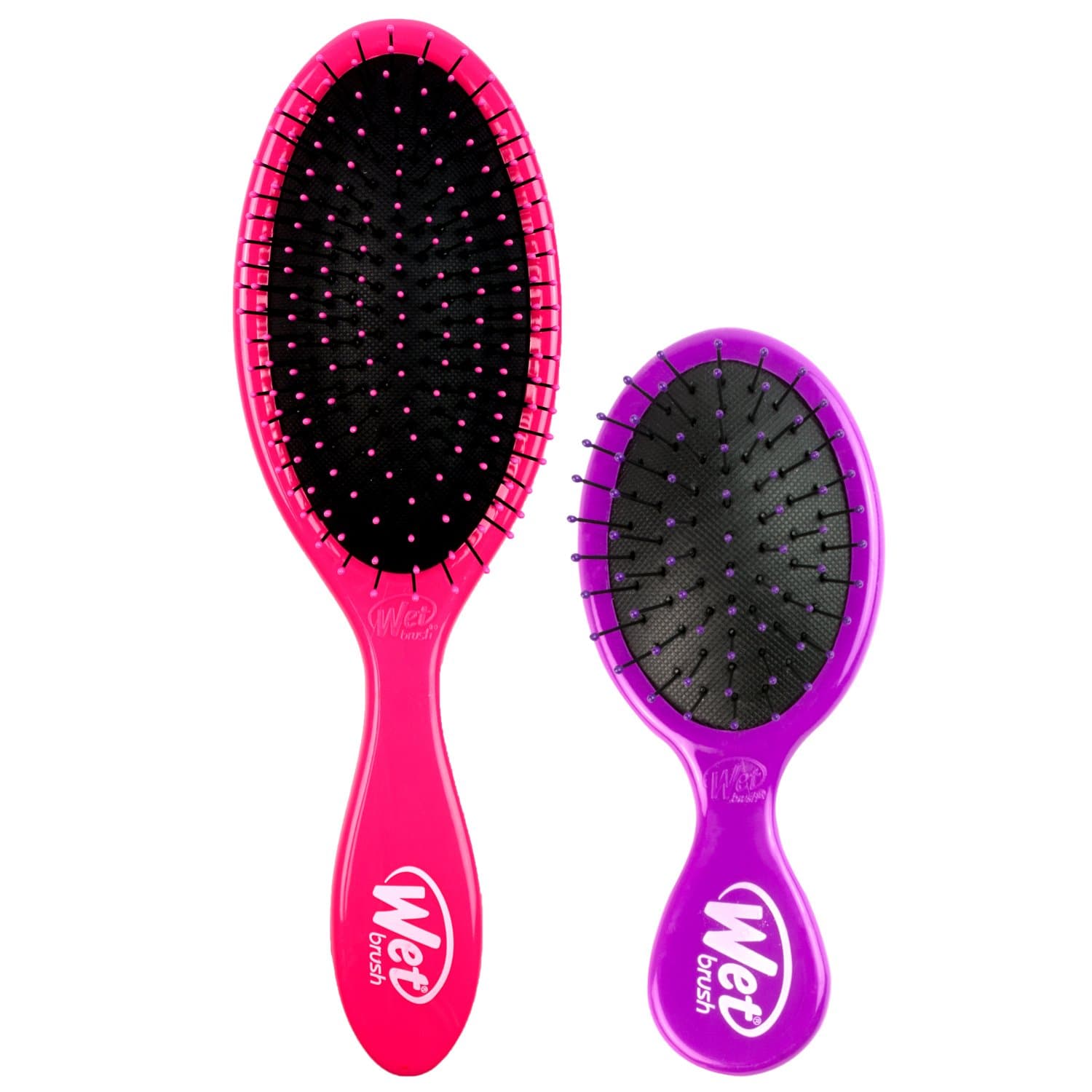 Wet Brush Original and Mini Hair Brush - Pink and Purple - Ultra-soft IntelliFlex Bristles - Travel Size Brush Glides Through Tangles With Ease For All Hair Types - For Women, Men, Wet And Dry Hair
