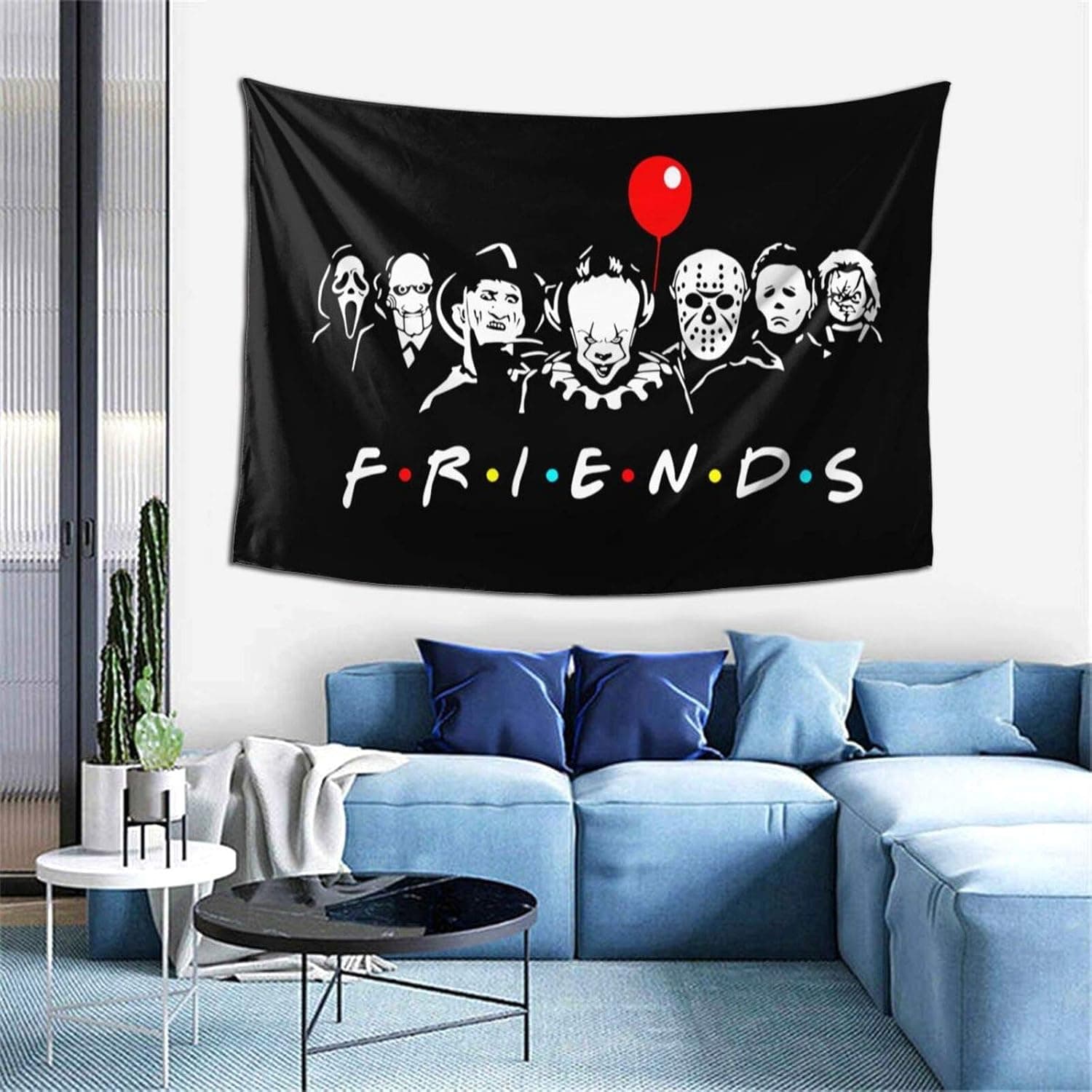 Friends Halloween Horror Movie Tapestry,Wall Art Hanging Decor Tapestry60x40inch,Living Room Room Decoration Tapestry Dormitory