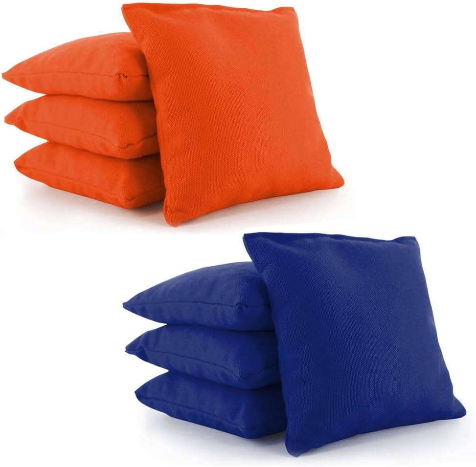 Cornhole Bags Set of 8 by Tailor Spot Corn-Filled ACA Regulation 25+ Colors (Orange-Royal Blue)