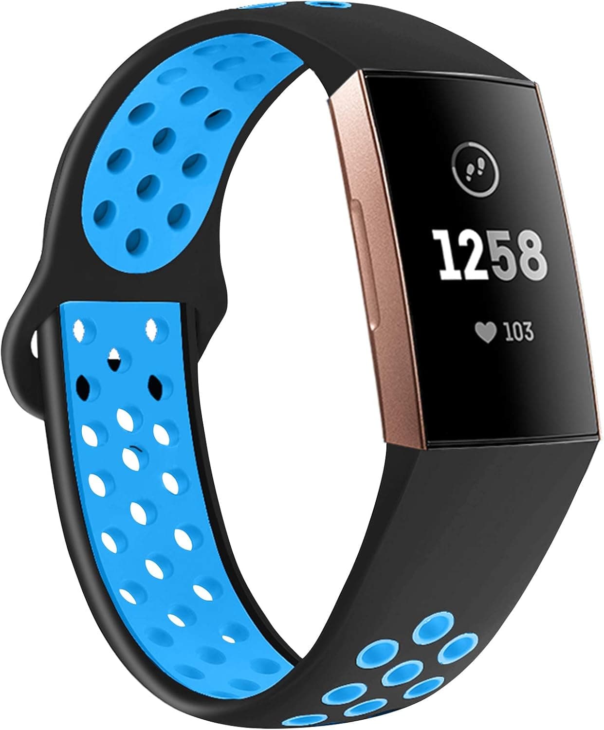 QIBOX Compatible with Charge 4 / Charge 3 Bands, Sports Silicone Replacement Women Men Bands Breathable Soft Strap Bracelet Accessories Compatible Charge 3 SE Fitness Activity Tracker Small Large
