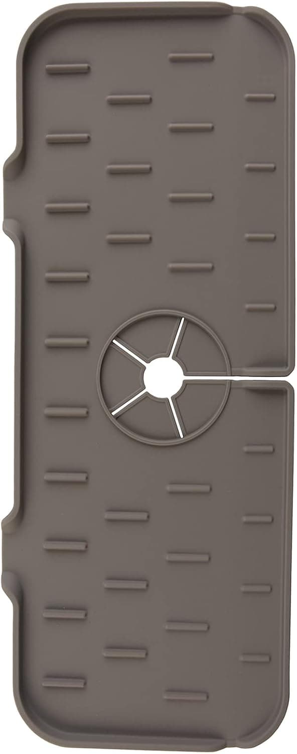 Fansoun Kitchen Guard Silicone Faucet Handle Drip Collection Pad, Kitchen Sink Silicone Faucet Pad, Kitchen Farmhouse Drying Pad and RV Kitchen Sink Accessories Splash Resistant(Grey)