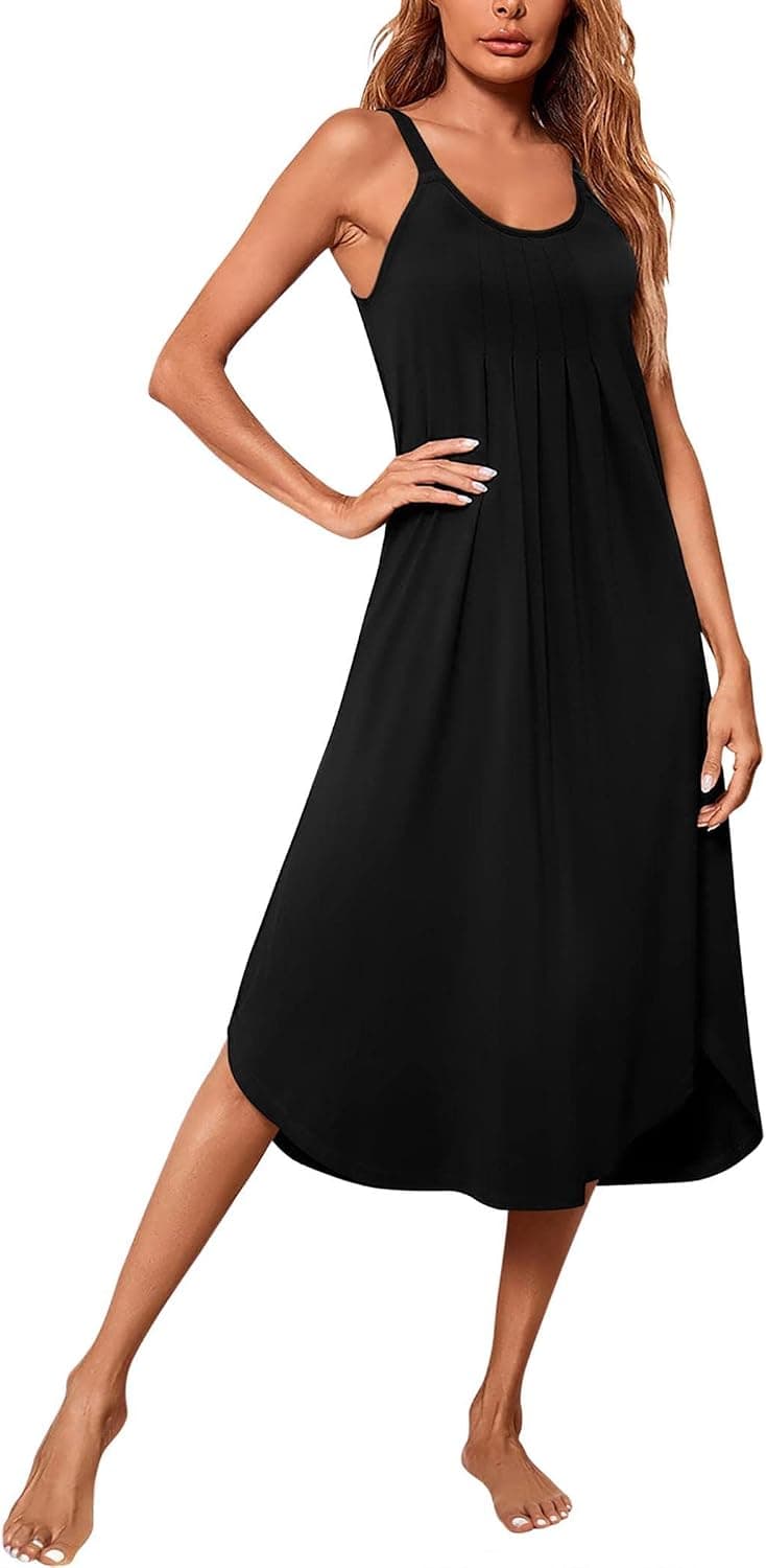 Ekouaer Women's Sleeveless Long Nightgown Full Slip Soft Nightshirt Sleep Dress Chemise Sleepwear Lounge Dresses