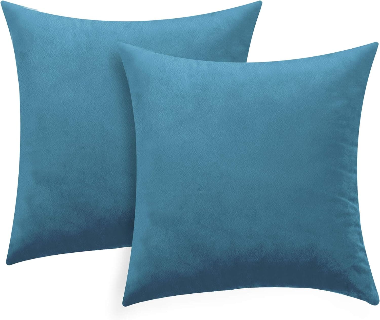 H.VERSAILTEX Original Velvet Cushion Covers 18x18 Throw Pillow Covers for Living Room (Set of 2) Square Luxury Solid Modern Decorative Cushion Cover for Chair/Sofa/Couch Bed, Teal