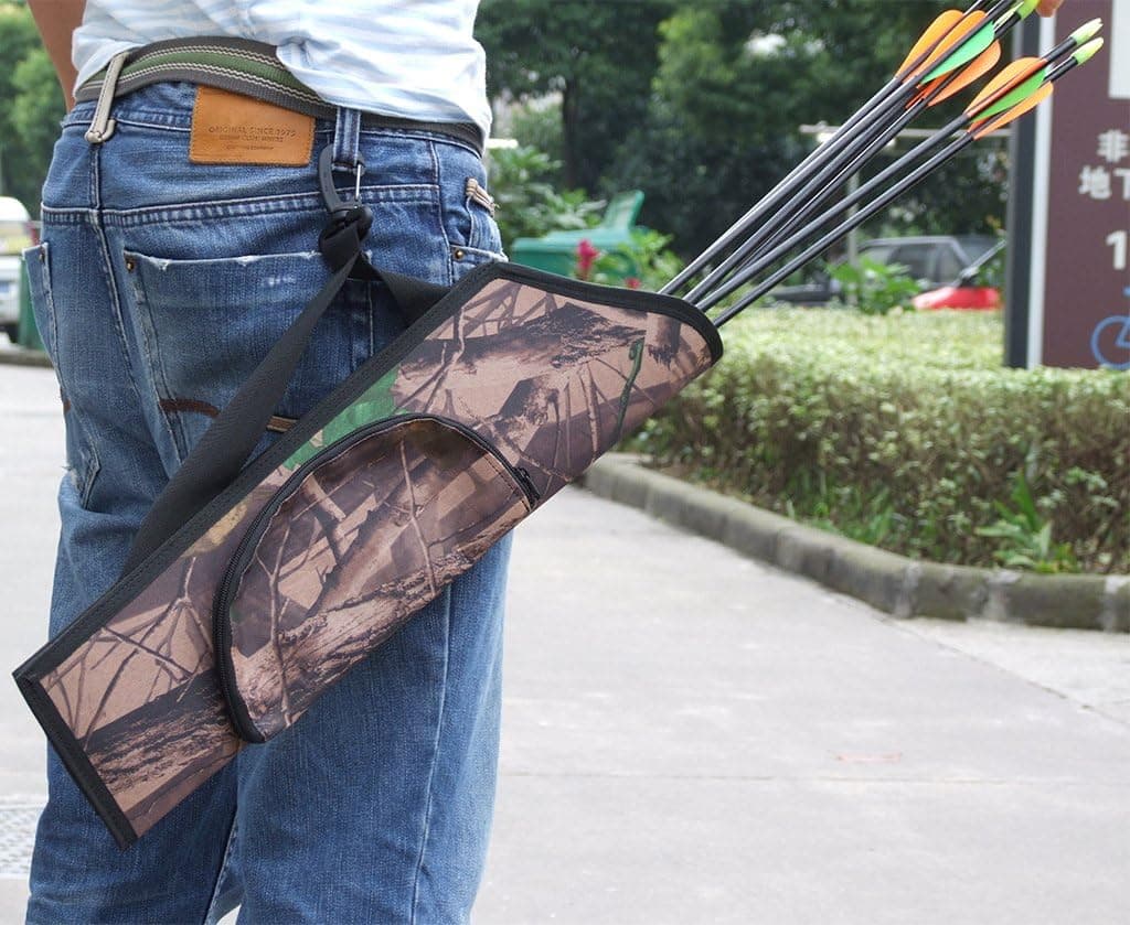 Camouflage Hunting Archery Bow 8 Arrows Quivers Holder Belt Tubes Strap