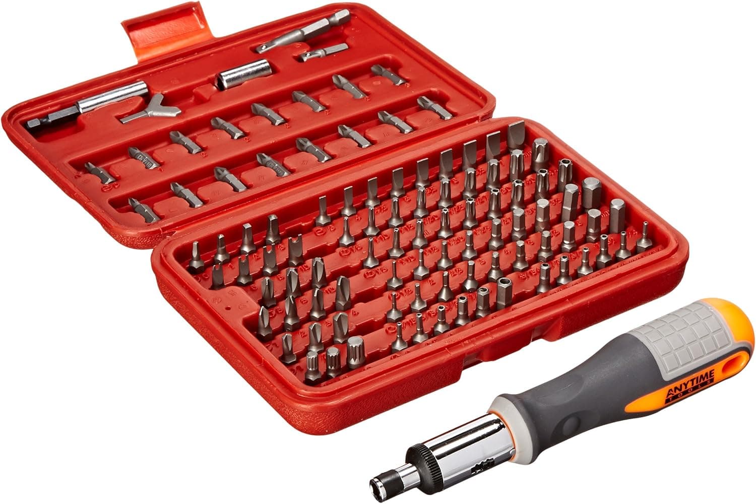 Anytime Tools 100+1 Piece Tamper Proof/security Screwdriver Bits and 1/4" Reversible Ratchet Screwdriver Handle
