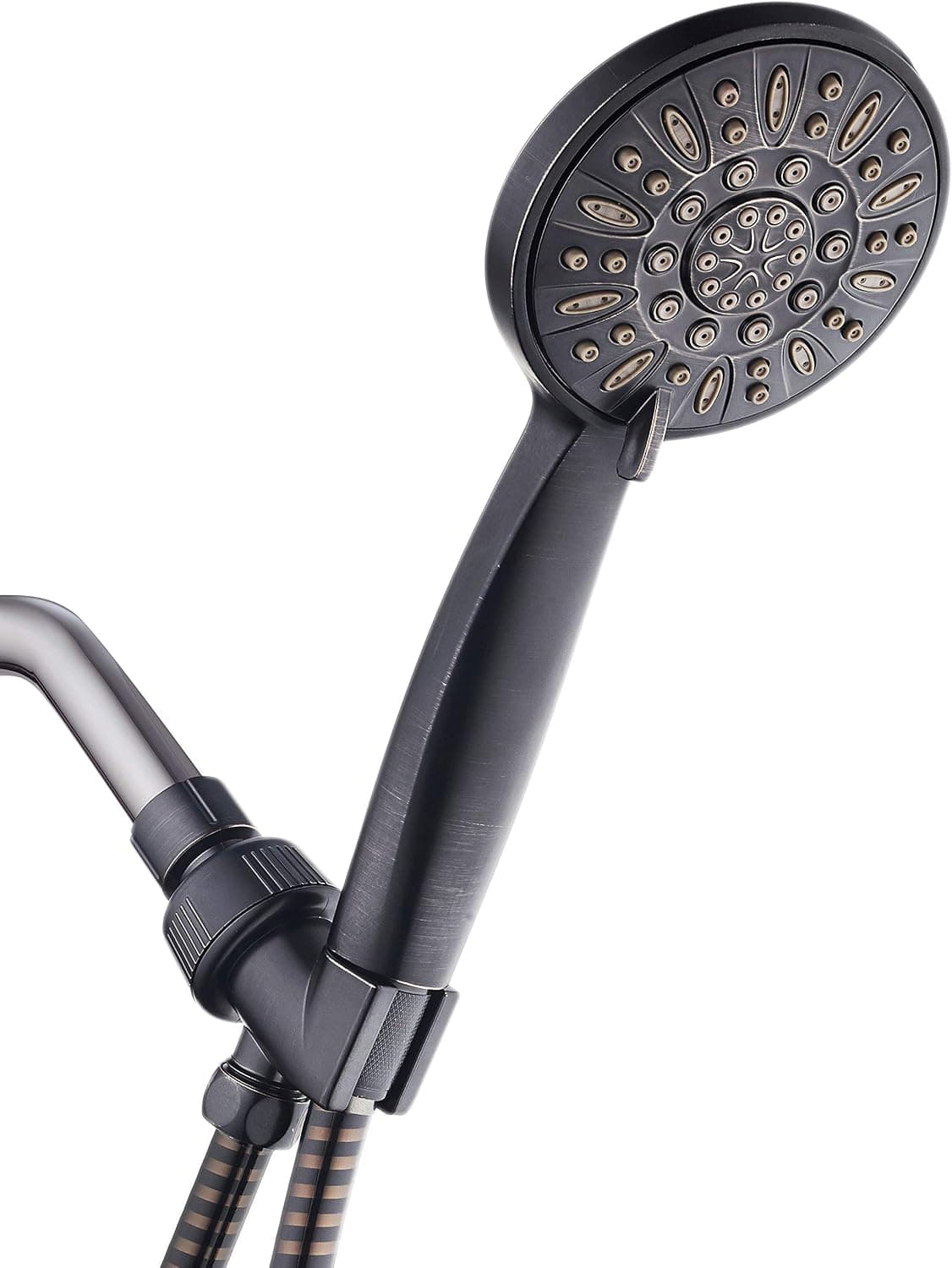 AquaDance Oil Rubbed Bronze High Pressure 6-Setting Hand Held Shower Head with Extra-Long 6 Foot Hose & Bracket – Anti-Clog Nozzles – USA Standard Certified – Top U.S. Brand