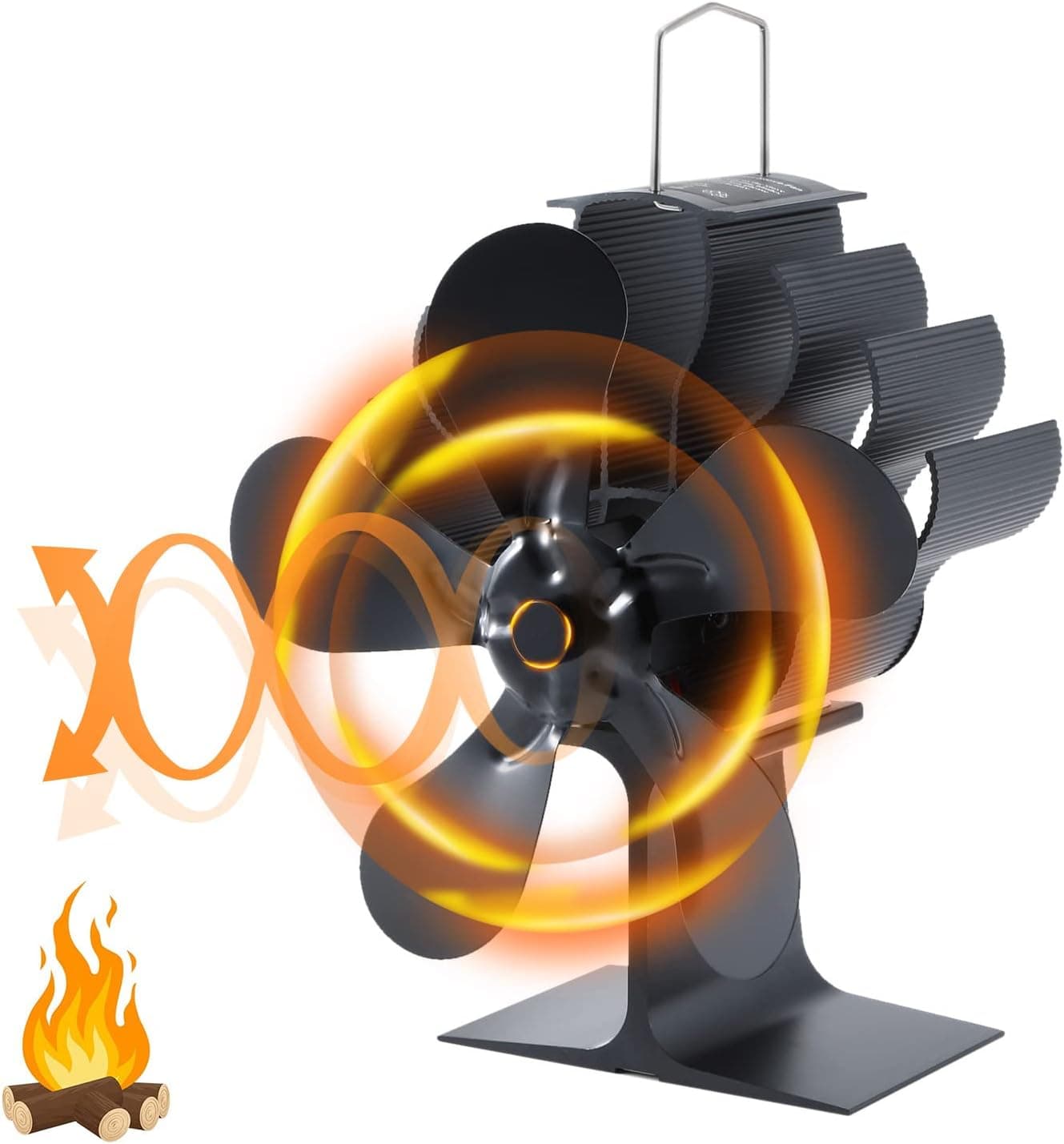 Cnotryipsh 5 Blades Motors Fireplace Fan,Wood Stove Fan,Silent Heat Powered Stove Fan,5-Blade Heat Powered Stove Fan for Wood/Log Burner/Fireplace Increases 100% More Warm air Than 2 Blade Fan